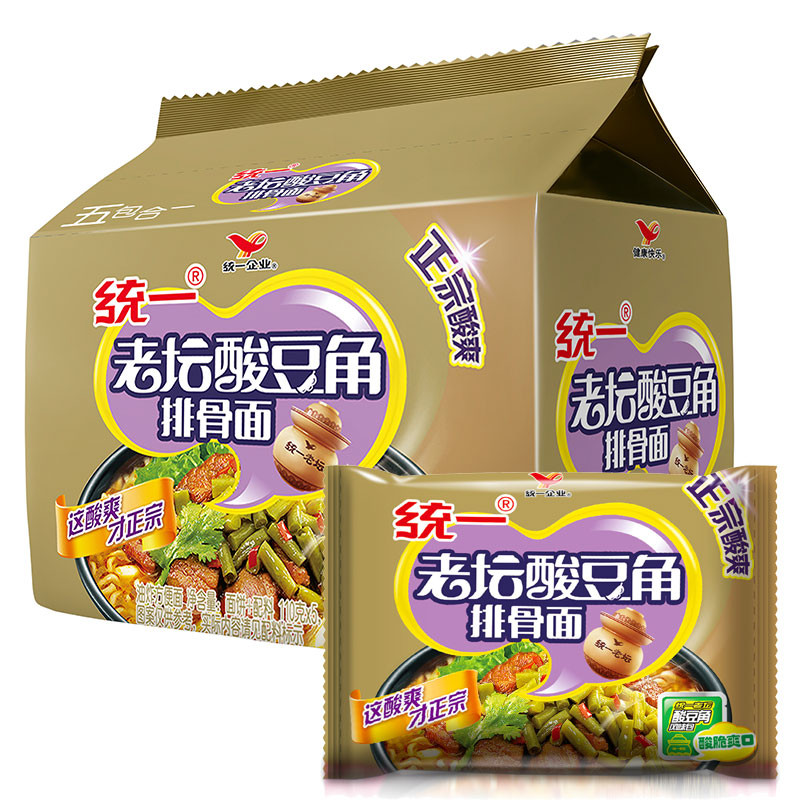 【统一】酸豆角排骨面五连包