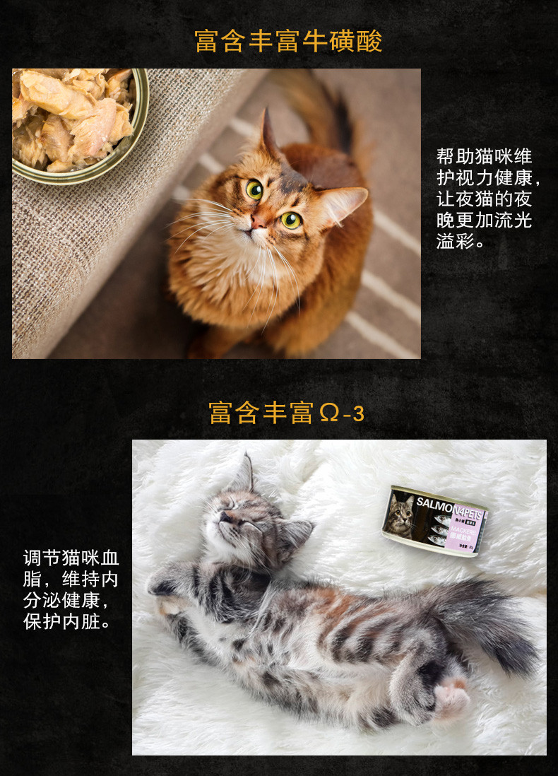 猫咪零食猫罐头整箱进口幼猫猫粮营养主食湿粮三文鱼80g*12罐增肥