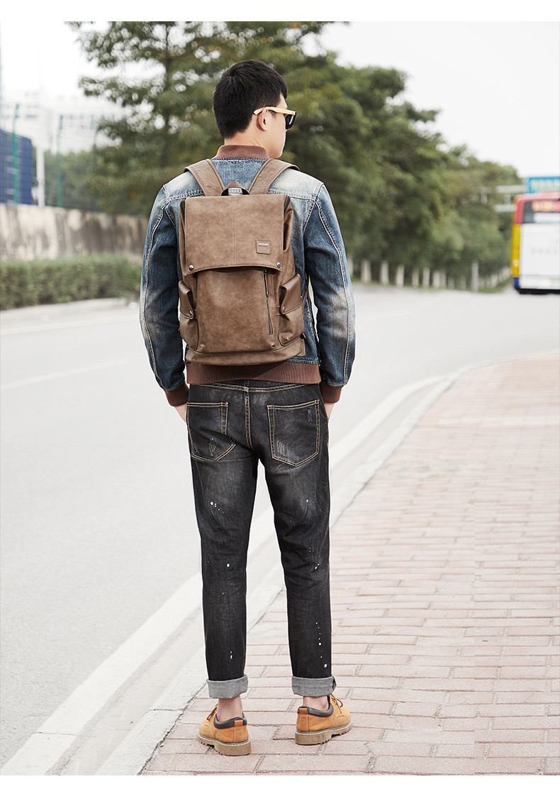 纪蔻 双肩包男时尚潮流学生书包背包商务休闲电脑包大容量旅行包潮