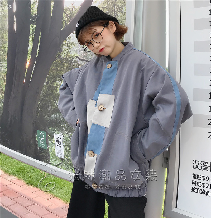 工装外套女春秋2019新款韩版学生港味复古棒球服bf宽松夹克ins潮