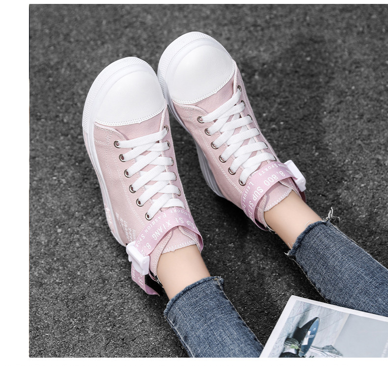 2021年百亲子鞋新款高帮休闲鞋子儿童厚底运动潮女童帆布鞋