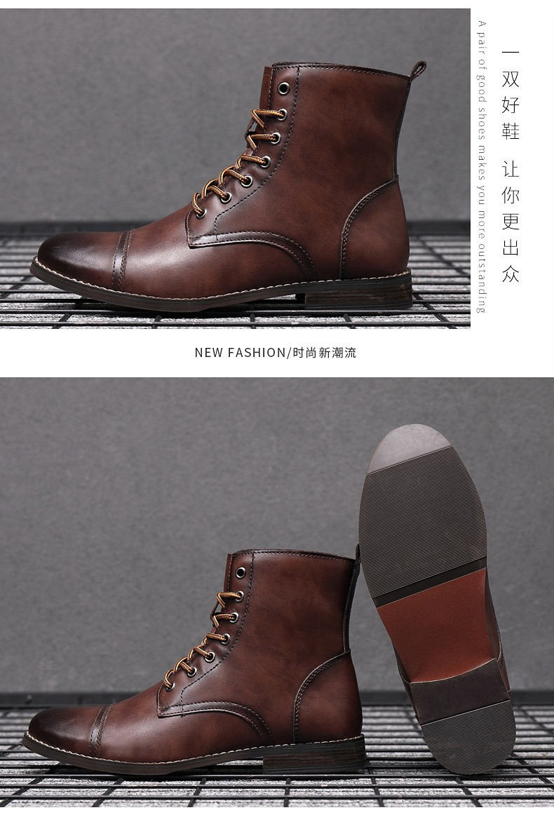 48大码马丁靴男高帮英伦风韩版冬季加绒保暖男士工装靴子皮靴