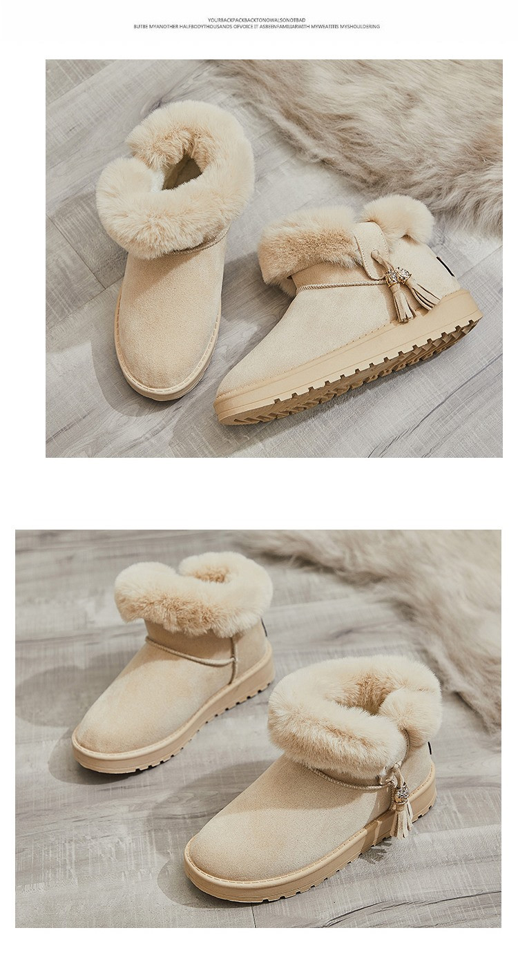 雪地靴女冬季新款加绒加厚东北一脚蹬短筒女靴保暖防滑棉鞋女