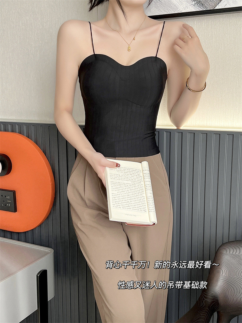 白色美背内衣2023夏季新款女一体无搭扣带胸垫可外穿吊带背心U型抹胸式文胸罩上衣