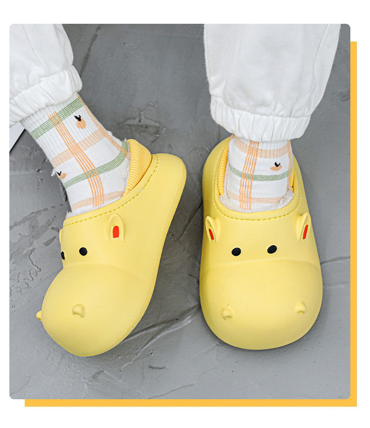 启言 女童棉拖鞋2023冬季新款儿童室内包跟棉鞋加绒中大童防水防滑
