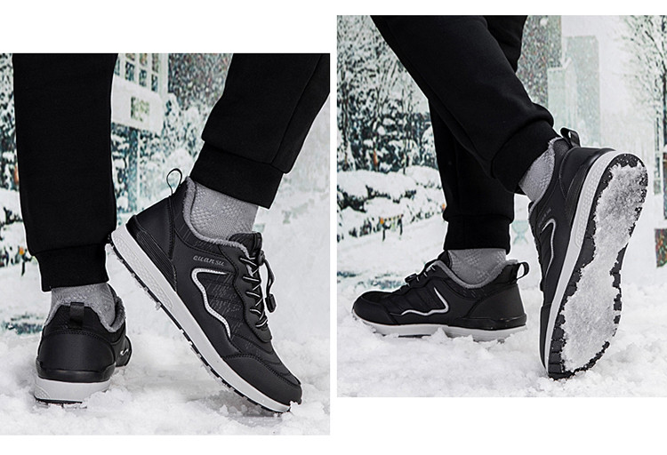 启言 老人鞋冬季新款男女同款加绒加厚保暖户外雪地靴中老年