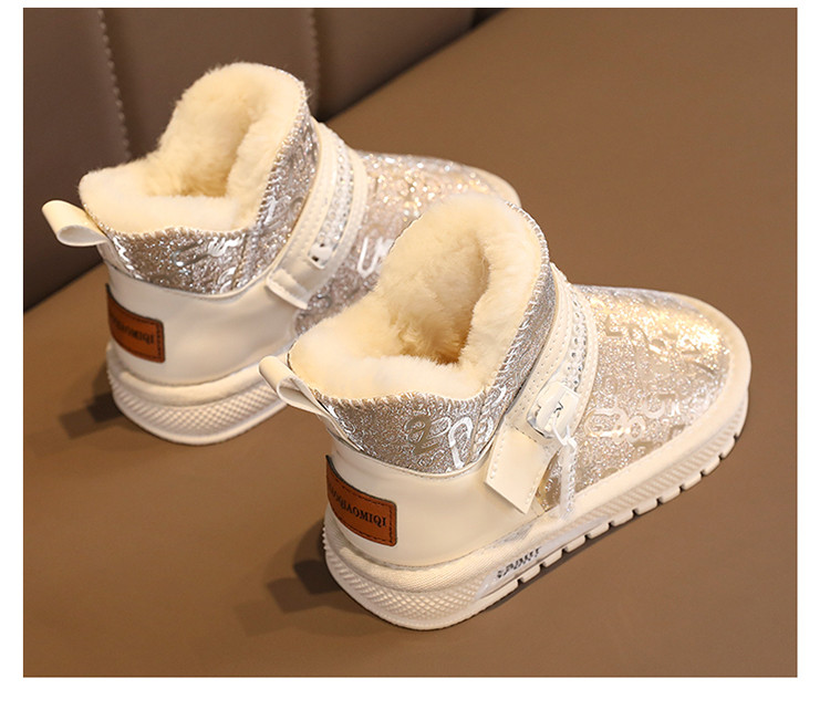 启言 女童雪地靴冬季2023新款儿童加绒加厚棉鞋中大童女孩保暖防滑