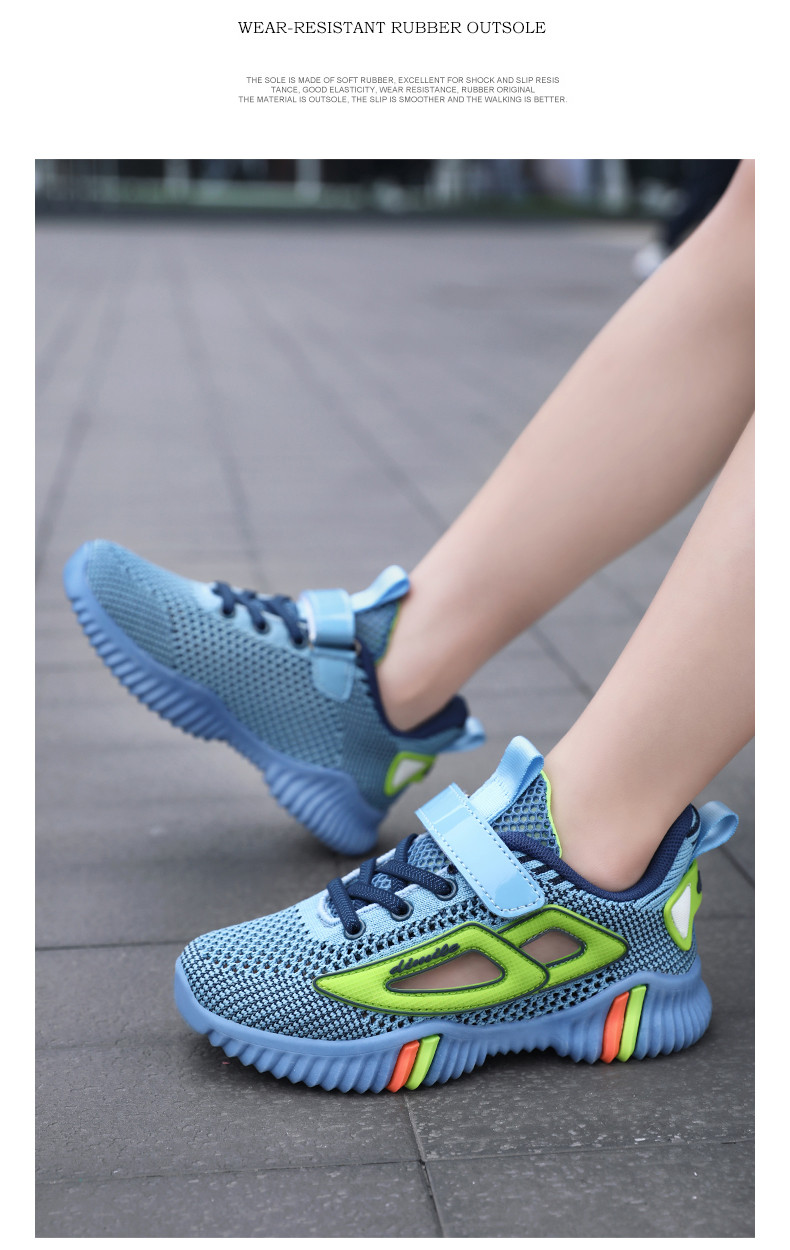 启言 儿童凉鞋男童夏季2024新款网面透气中大童运动鞋防滑镂空网鞋