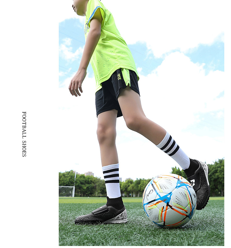 启言 新款高帮儿童足球鞋男童女童小学生运动鞋魔术贴免系带训练鞋