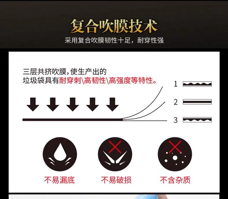 拒绝劣质-保证质量-价格便宜-真心经营-垃圾袋家用平口手提断点式加厚黑色彩色宿舍用学生大号拉圾塑料袋