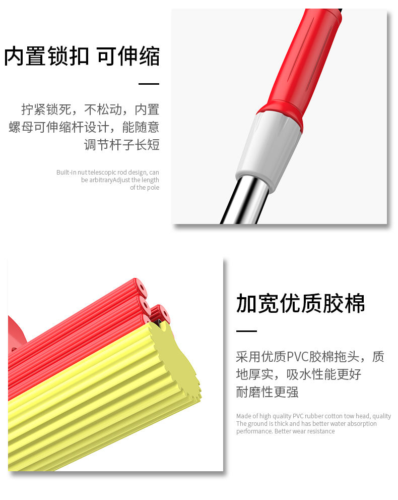 海绵拖把家用懒人滚轮挤水地拖布免手洗一拖净大号胶棉吸水拖把头