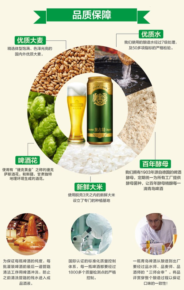 青岛啤酒（Tsingtao）奥古特12度500ml*12听 大罐整箱装