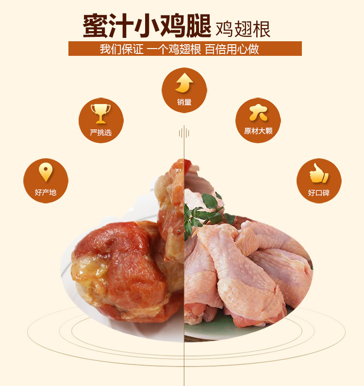 大午蜜汁/香辣味小鸡腿70g*2袋（共4个*35g）鸡翅根卤味熟食鸡肉类零食开袋即食真空