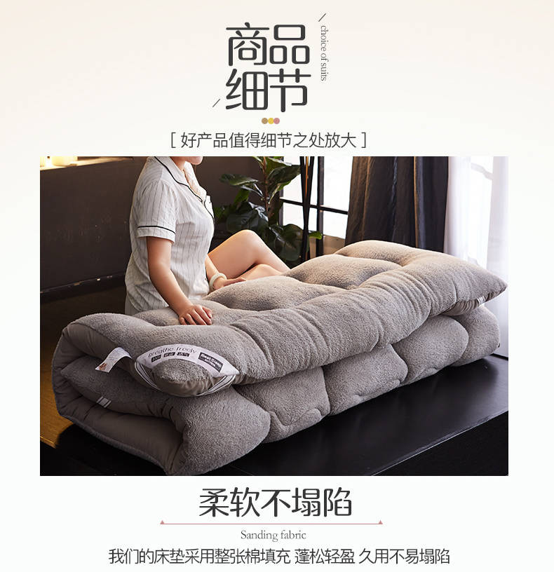 加厚羊羔绒床垫子1.5米1.8双人床褥子榻榻米宿舍单人垫被