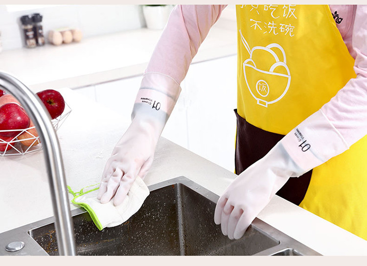【五双装】蔓妙透白款家务手套女家务清洁厨房洗碗洗衣服防水耐用耐磨