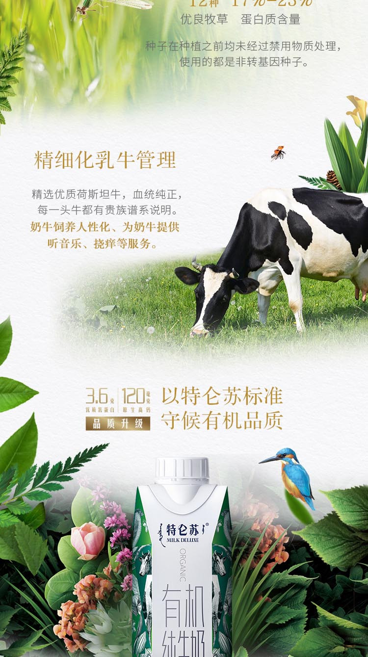 特伦苏 特仑苏有机纯牛奶利乐梦幻盖250ml×12包