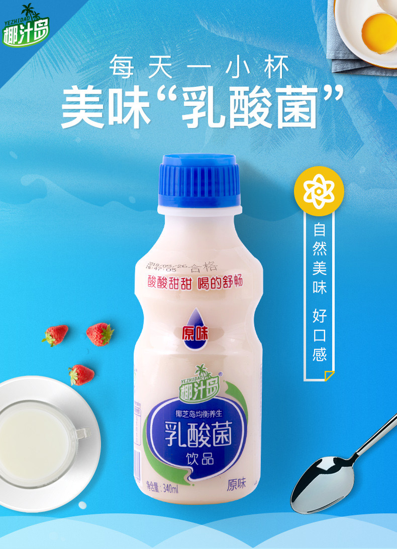 椰汁岛乳酸菌饮品整箱340ml*12瓶饮料儿童发酵酸奶牛奶学生早餐奶