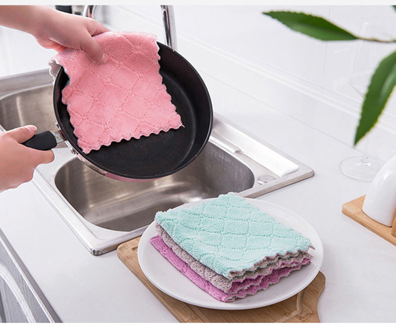 加厚珊瑚绒洗碗布批发吸水懒人抹布家用擦桌擦碗巾擦手清洁百洁布