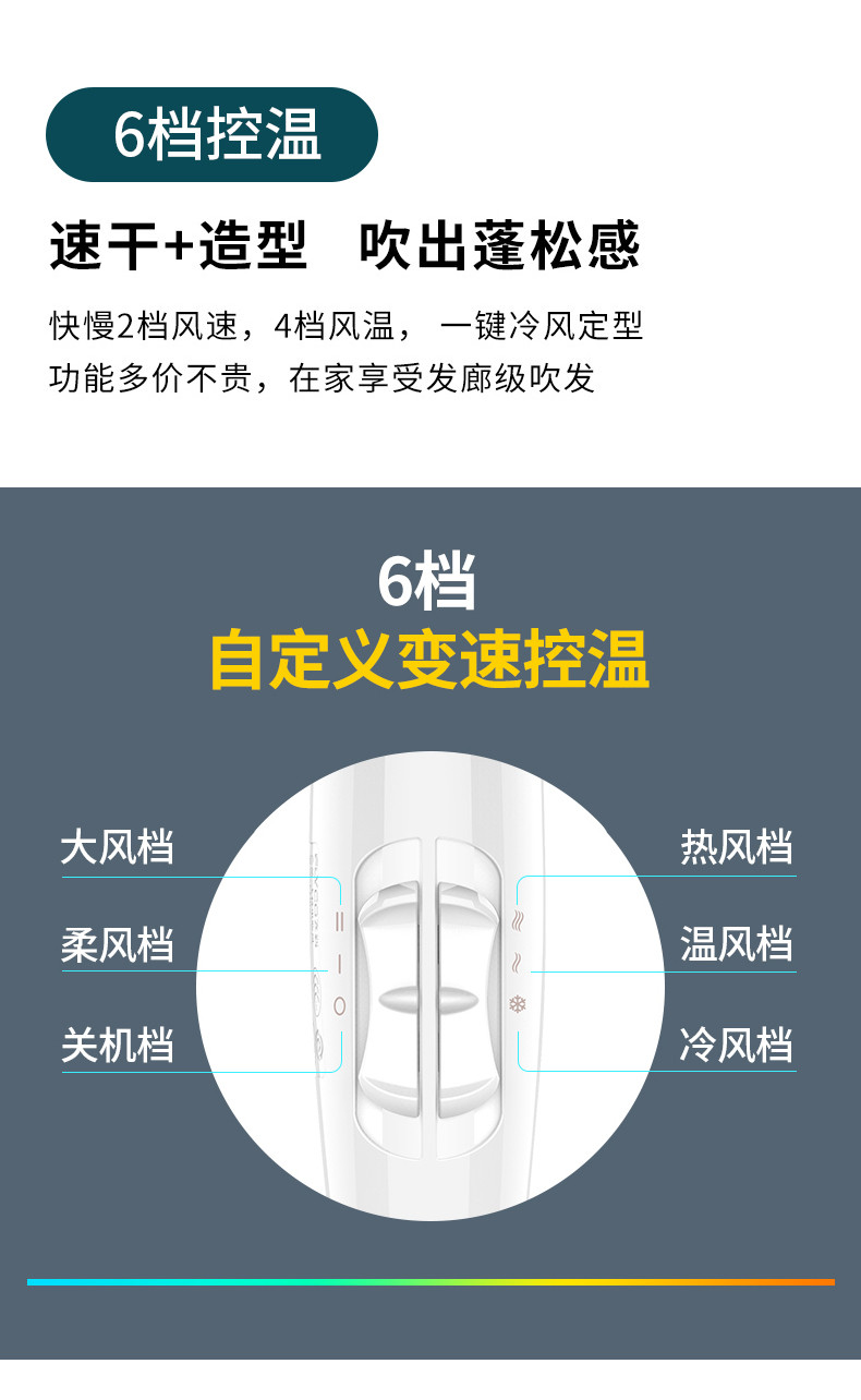 飞科FH6232吹风机2000W大功率可折叠冷热风家用电吹风吹风筒