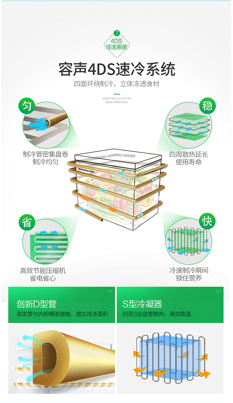 容声/Ronshen  BD/BC-309MD 冷柜冰柜商用家用大容量卧式冷藏冷冻