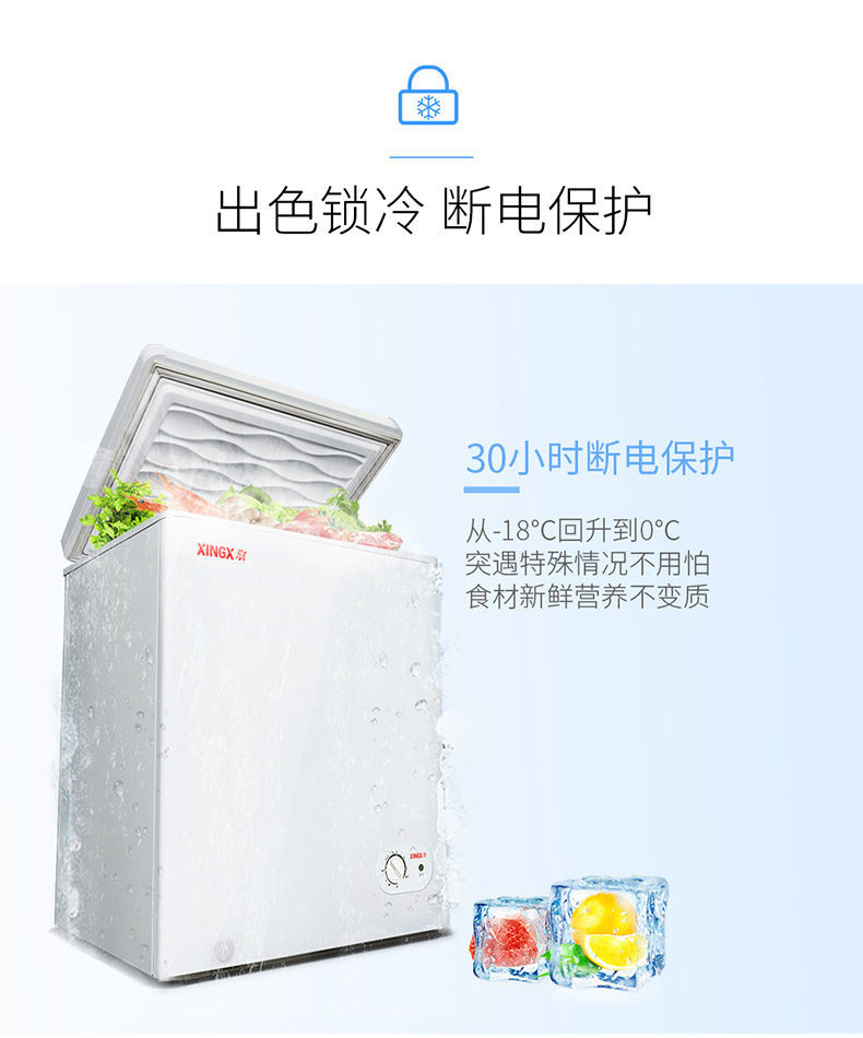 XINGX/星星 BD/BC-108E冰柜家用冷柜小型迷你冷藏冷冻节能单温柜