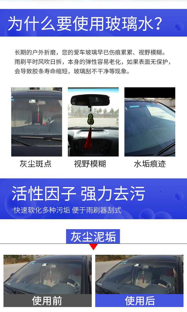 汽车玻璃水【三桶装】四季防冻通用型汽车用品车用雨刷精清洗剂液