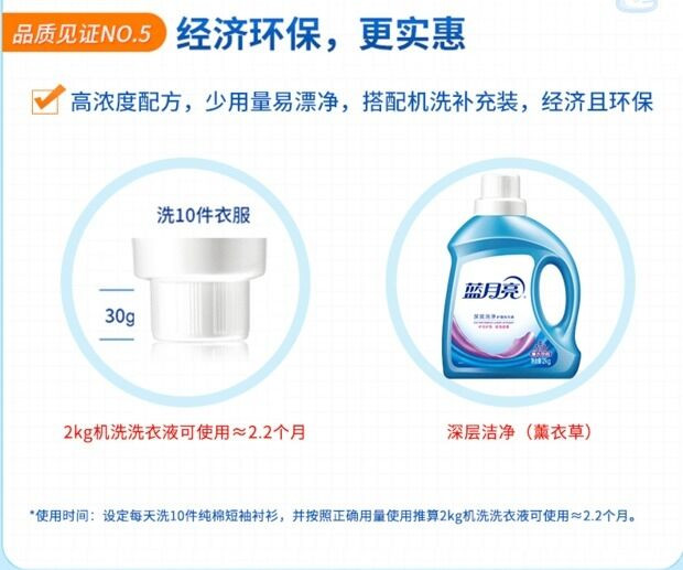 蓝月亮深层洁净亮白增艳护理洗衣液2kg*1瓶+500g*1袋（香味随机发）