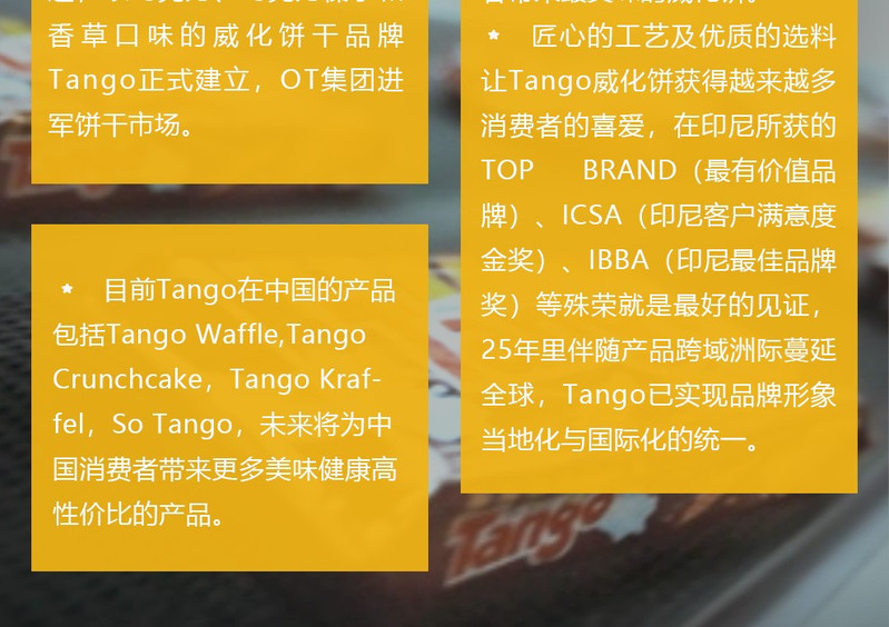 【特惠 3盒装】TANGO 印尼进口威化饼干 休闲零食 比利时巧克力味威化饼 114gX3