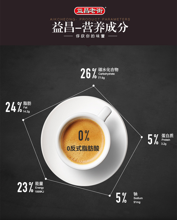 马来西亚原装进口益昌老街白咖啡原味咖啡粉速溶三合一600g*2袋装