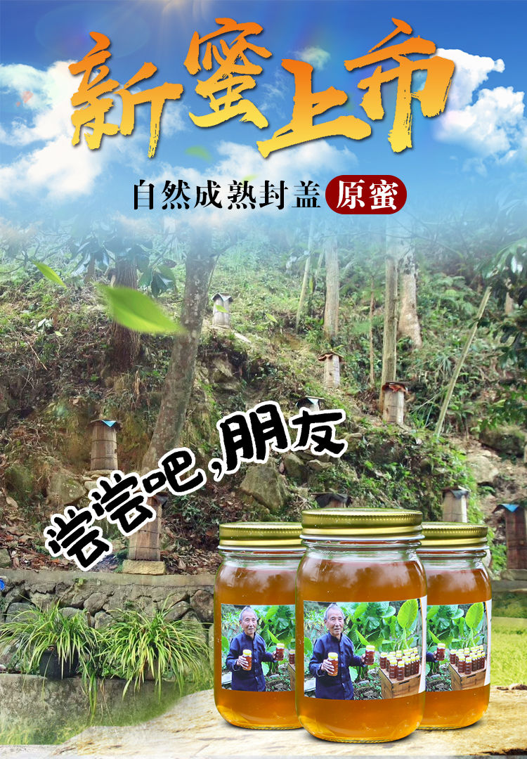 【买1送1】深山木桶蜜野生土蜂蜜正品传统农家自产纯正天然蜂蜜【量稻美食】