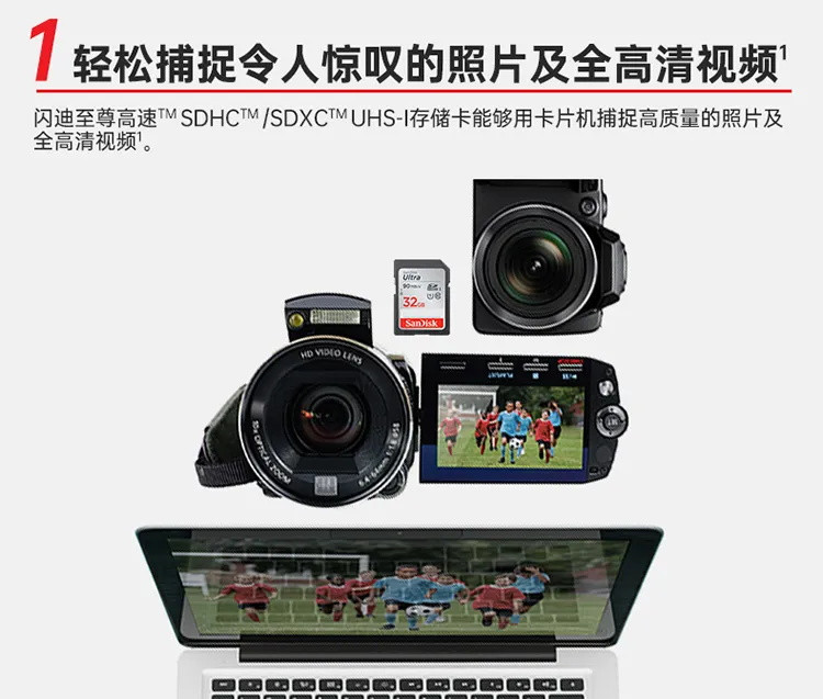 【品牌】 闪迪32G数码相机内存卡Class10高速90M/S存储卡SD卡储存卡SDHC卡