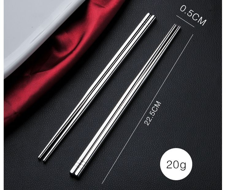 10-30双防霉筷子不锈钢方形圆形筷子韩式成人防烫防滑筷子22.5cm