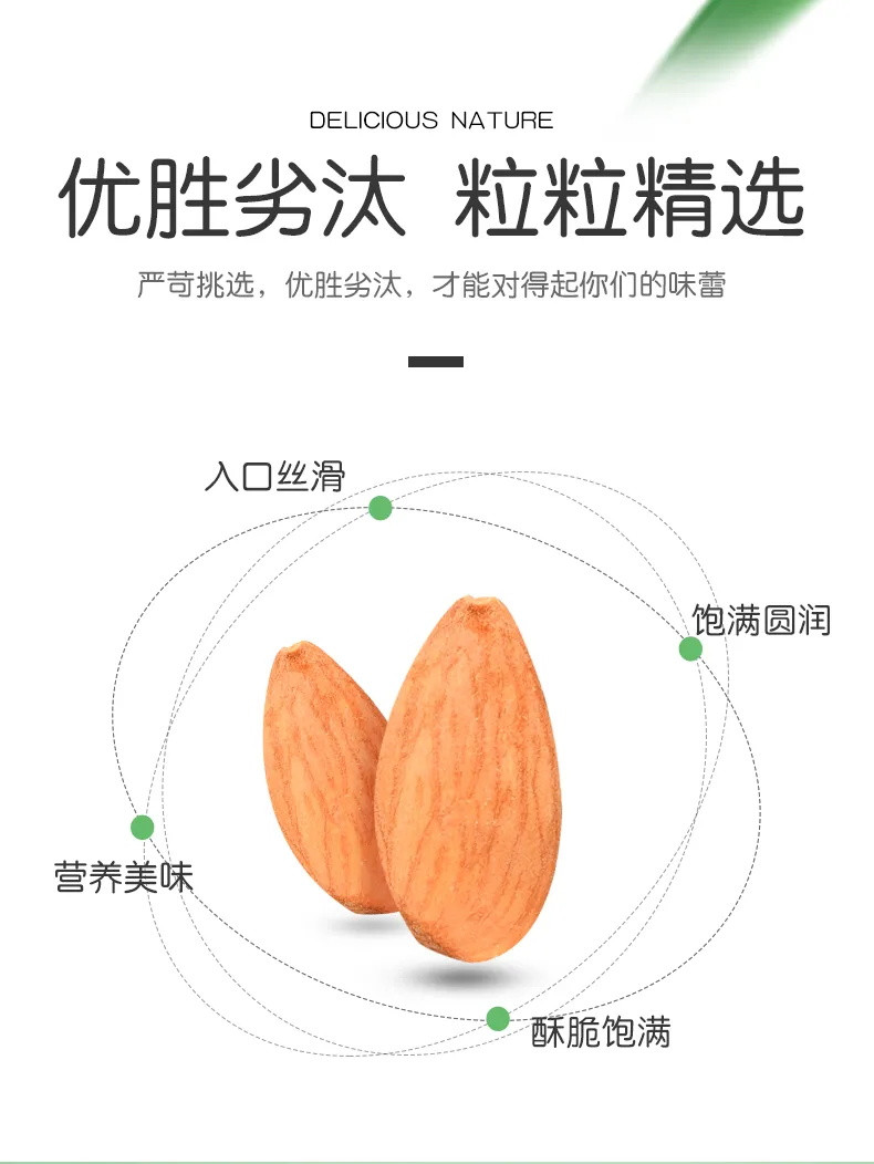 【新货大颗粒】憨豆熊 无壳巴旦木仁250g/500g/50g含罐重微微咸杏仁坚果扁桃仁