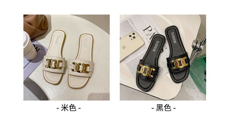 【新品】2021年拖鞋女夏外穿2021新款网红时尚凉拖鞋女平底百搭女士一字拖ins潮