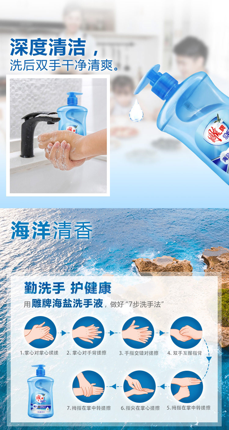 雕牌海盐洗手液500ml*4瓶加雕牌抑菌洗手液245ml*2瓶YH