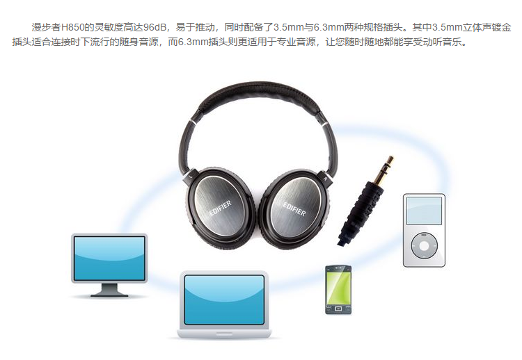 漫步者（EDIFIER） H850 HIFI级音乐耳机 手机耳机 头戴式耳机