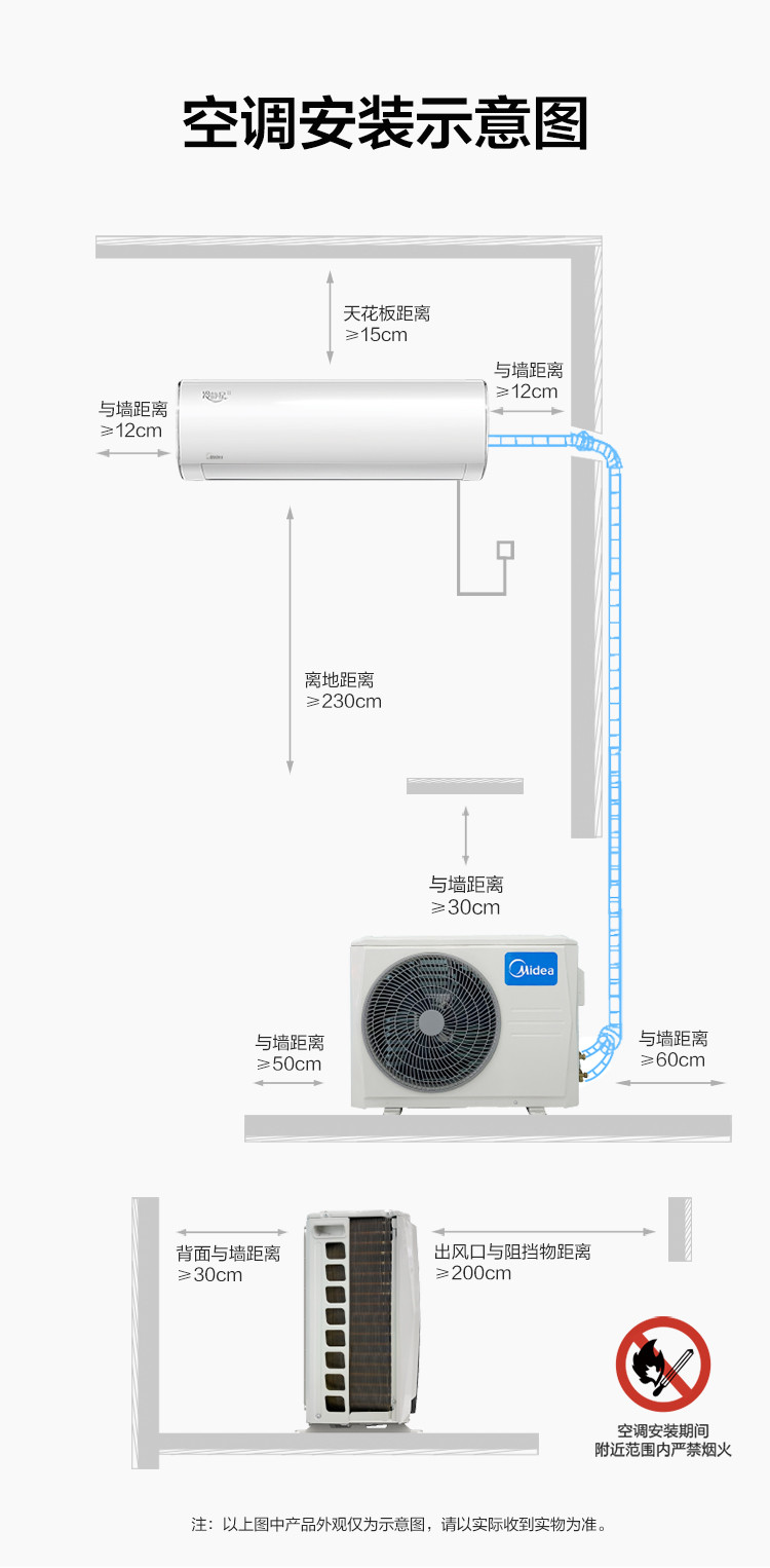 美的（Midea）1匹 一级能效变频 冷暖壁挂式 卧室 防直吹 空调挂机