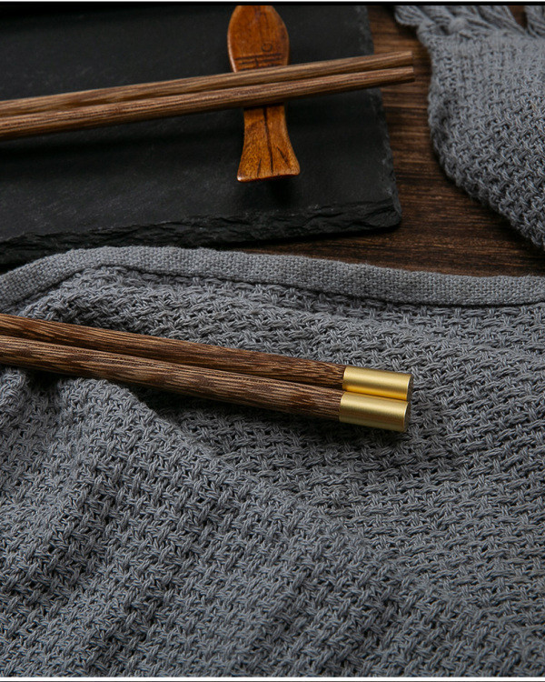 双枪家用鸡翅木筷子家庭实木10双套装日式儿童防滑木质餐具高档