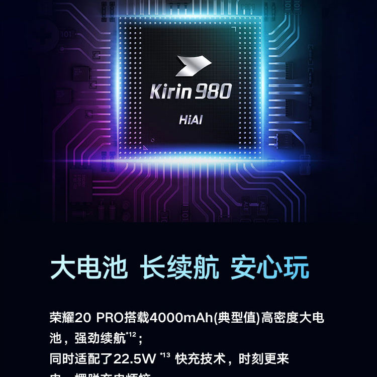  荣耀20 PRO 4800万全焦段AI四摄  麒麟980 8GB+256GB全网通4G 手机