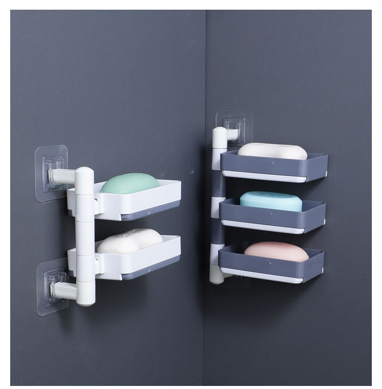 【北欧风网红肥皂盒】双向旋转浴室置物架加大加厚壁挂沥水皂盒免打孔