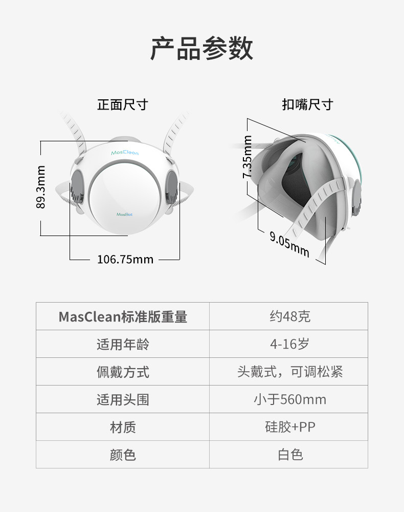 【领券立减10元加送10个滤芯】阿巴町可重复使用儿童防护口罩