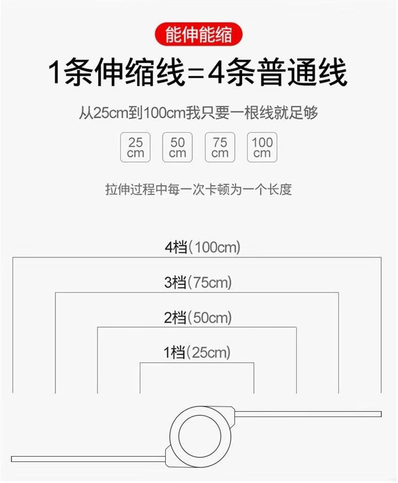 伸缩一拖三数据线快充安卓苹果通用多头三合一手机快充电线器