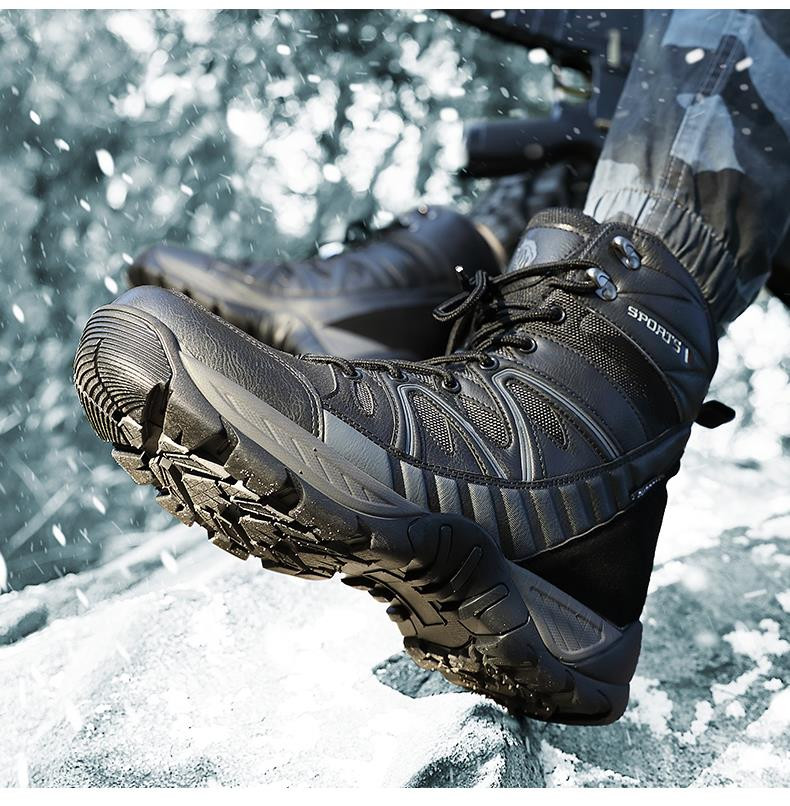 卓纪东北雪地靴男士冬季保暖加绒加厚短筒高帮防滑户外运动作战军靴棉鞋短靴子