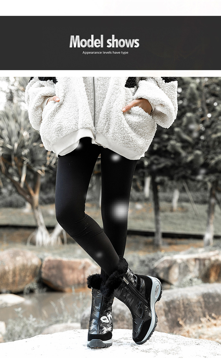 卓纪东北雪地靴女中筒冬季新款加绒加厚高帮羽绒布防水防滑保暖气垫棉鞋大码女靴子