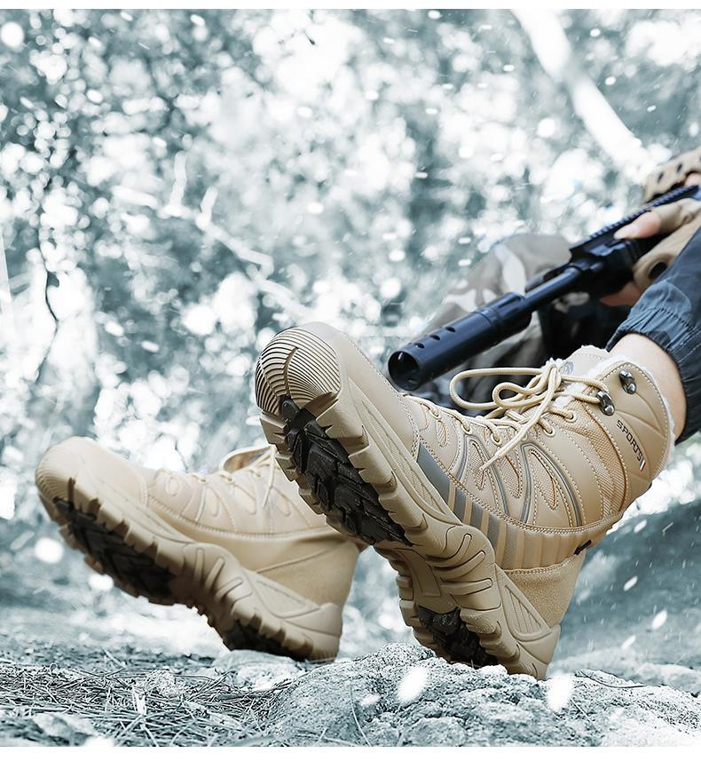 卓纪东北雪地靴男士冬季保暖加绒加厚短筒高帮防滑户外运动作战军靴棉鞋短靴子