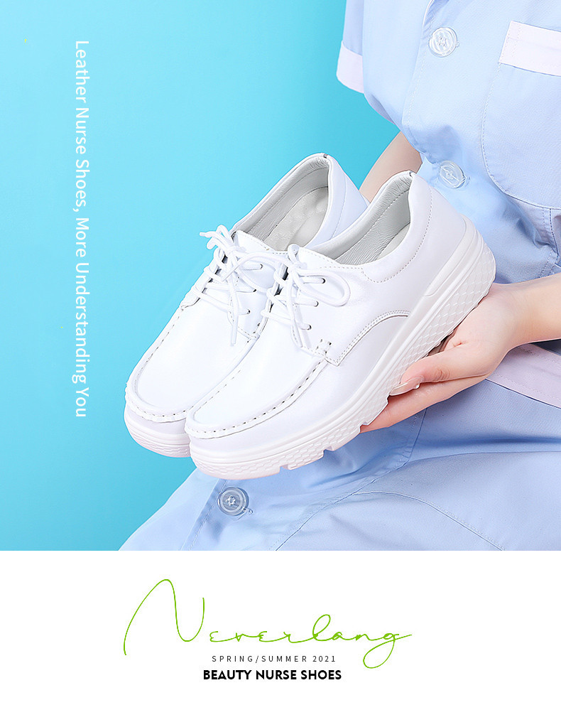 卓纪 护士鞋女软底新款韩版系带白色平底舒适透气防滑休闲单鞋女小白鞋