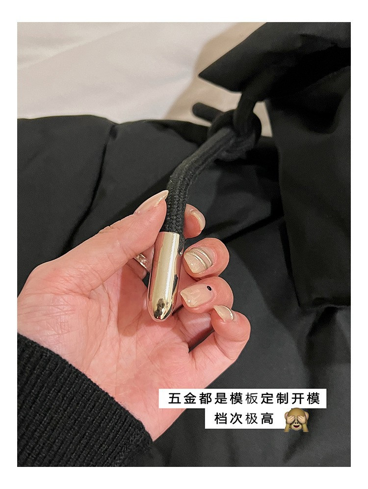  卓纪 灰色爱心短款羽绒服2023新款男女情侣面包服小众设计感冬季外