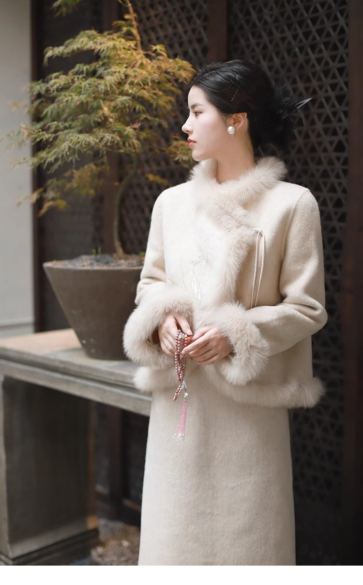  卓纪 新中式高级感羊毛呢子外套半身裙气质套装秋冬复古国风温柔女装