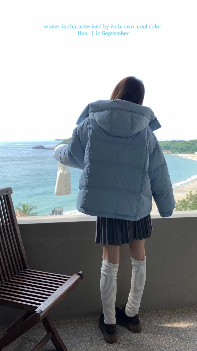 卓纪 冬季韩系宽松拉链棉衣棉服女大码休闲设计感连帽羽绒服