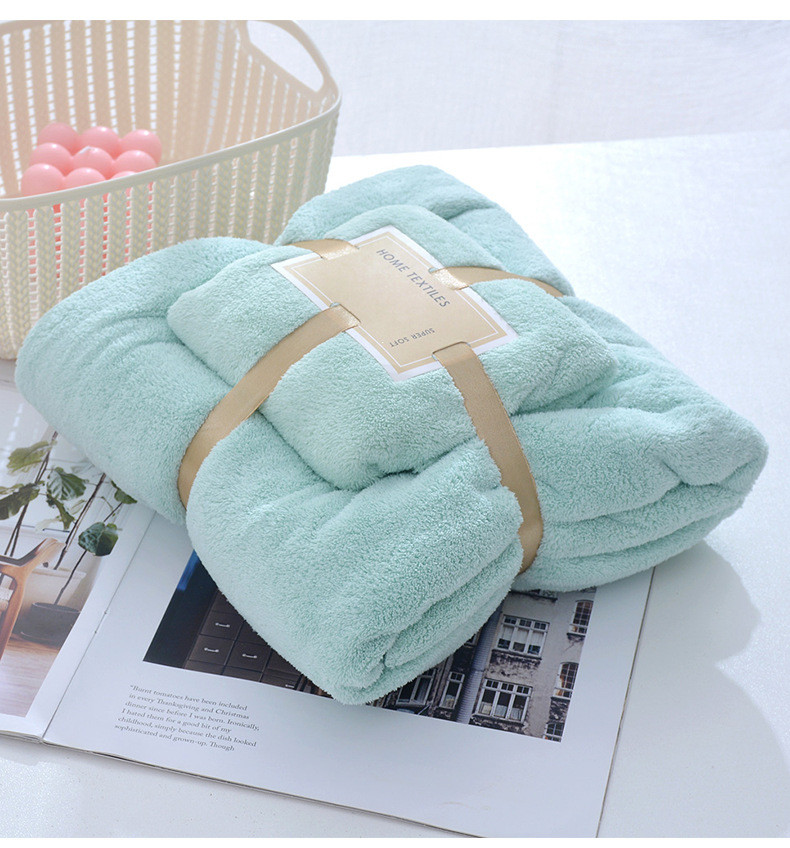 金盛和 【两件套】子母套巾珊瑚绒毛巾浴巾成人居家日用柔软舒适吸水